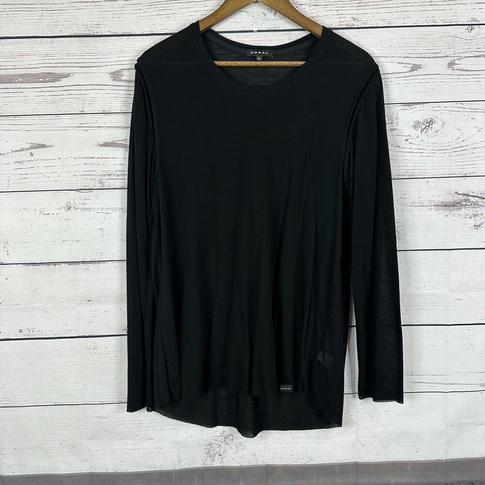Koral Prime Long Sleeve Top Size Large Black Active Crew Pull Over Light Weight